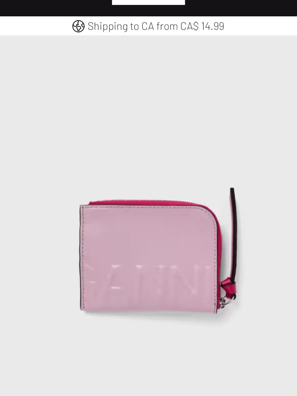 GANNI Light Pink Leather Zip Wallet